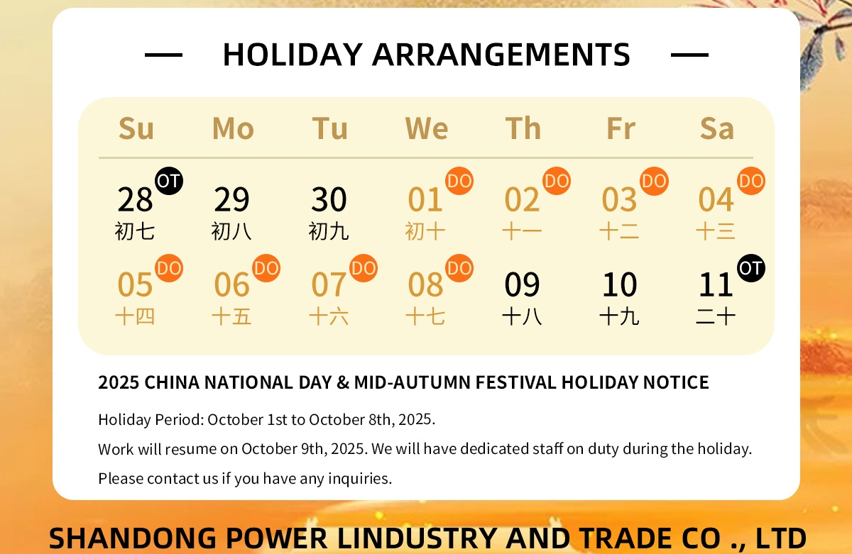 Aviso de férias: o feriado do Dia Nacional da China (1 de outubro a 8 de outubro de 2025)